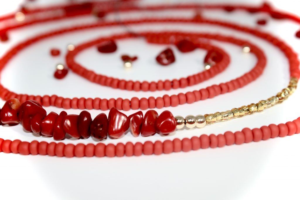“ I Am” Red Lotus Root Chakra Waist Bead