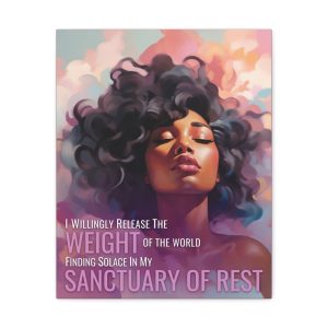 I Willingly Release The Weight of The World, Finding Solace in My Sanctuary of Rest | Affirmation Art Canvas