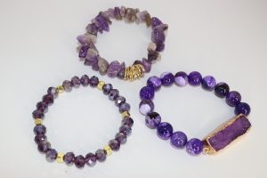 Love Amethyst Rose Divine Crown Trio 3pcs Bracelet Set