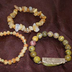 Love Amethyst Rose Golden Aura Chakra Bracelet Trio 3pc set